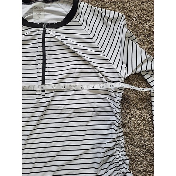 Calia Black/White Stripe Athletic Rashguard 1/4 Zip Shirt Women’s XL EUC - Picture 5 of 9